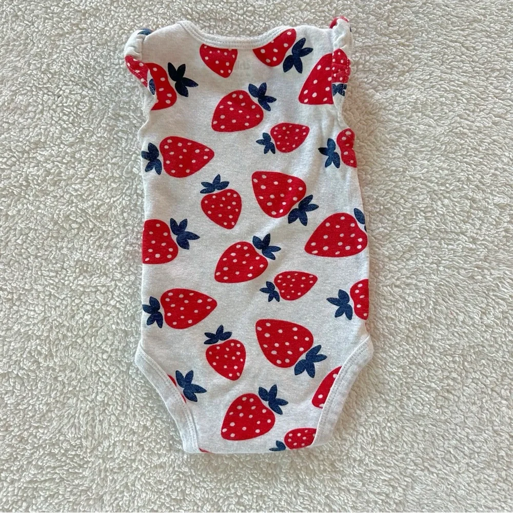Carter’s Child of Mine Strawberry Print Baby One Piece - Picture 2 of 5